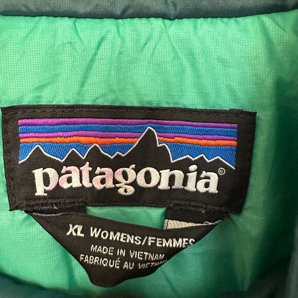 Patagonia Nano Puff Quilted Full Zip Outdoors Hiking Green Teal Women XL X-Large - Picture 4 of 9